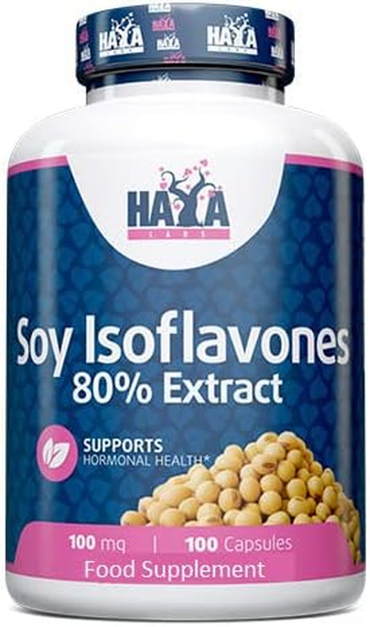 SOYA Isoflavones 80% Extract X 100 Capsules Non-Gmo Supports Hormonal Health, Potent One-A-Day Formula Supplement